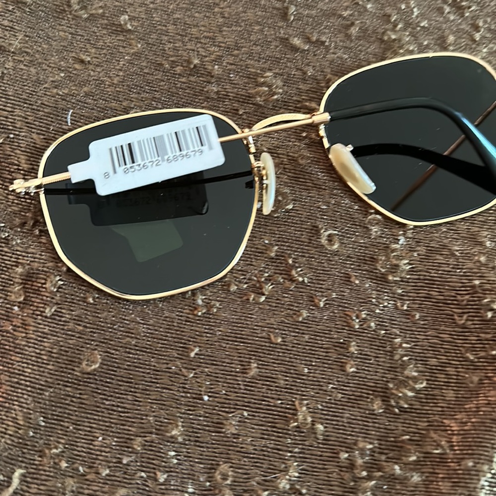Ray Ban RB3548N HEXAGONAL FLAT LENSES Gold frame G -15 Lens XL 54-21  Unisex NEW - Picture 8 of 9